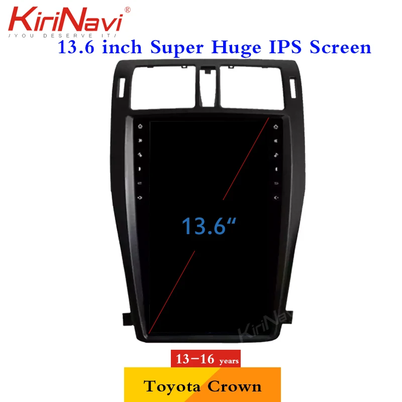 KiriNavi Vertical Screen Tesla Style 13.6'' Android 6.0 Car Dvd Multimedia Player For Toyota Crown Radio Automotivo 2010-2013