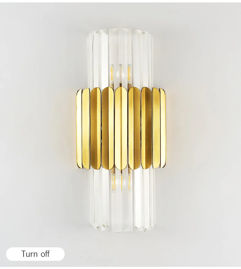 Modern Gold Crystal Bedside Wall Light With Led Lamp - Luxury Wall Lights Fixtures