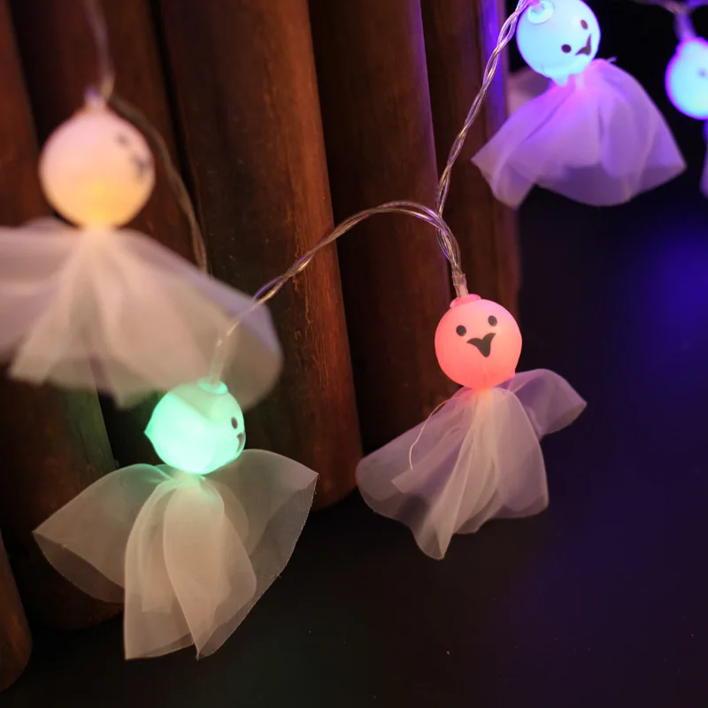 

Douyin Useful Product INS Decorative Colorful Lights Halloween Decoration LED Ghost Battery Light Sunny Doll Solar-powered Strin