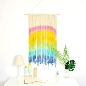 

1pcs Cotton Tapestry Pendants Colorful Rainbow Macrame Hanging Ornaments Christmas New Year Wedding Party Home Handmade Decorati