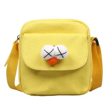 

Children's canvas bag 2020 new arrival cute messenger bag cartoon funny mini shoulder messenger bag light cell phone pocket