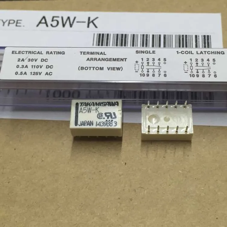 5 шт./лот реле A5W-K DIP10 электромеханическое реле DPDT 2A 5VDC 178Ohm через отверстие новое и оригинальное