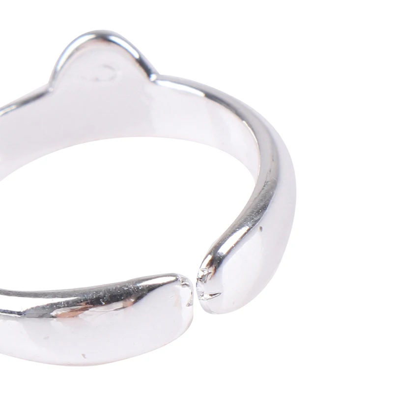 Открытый дизайн, модное Ювелирное кольцо, милое серебряное кольцо с кошачьими ушками для женщин и детей, подарки, регулируемое кольцо,, 3 цвета