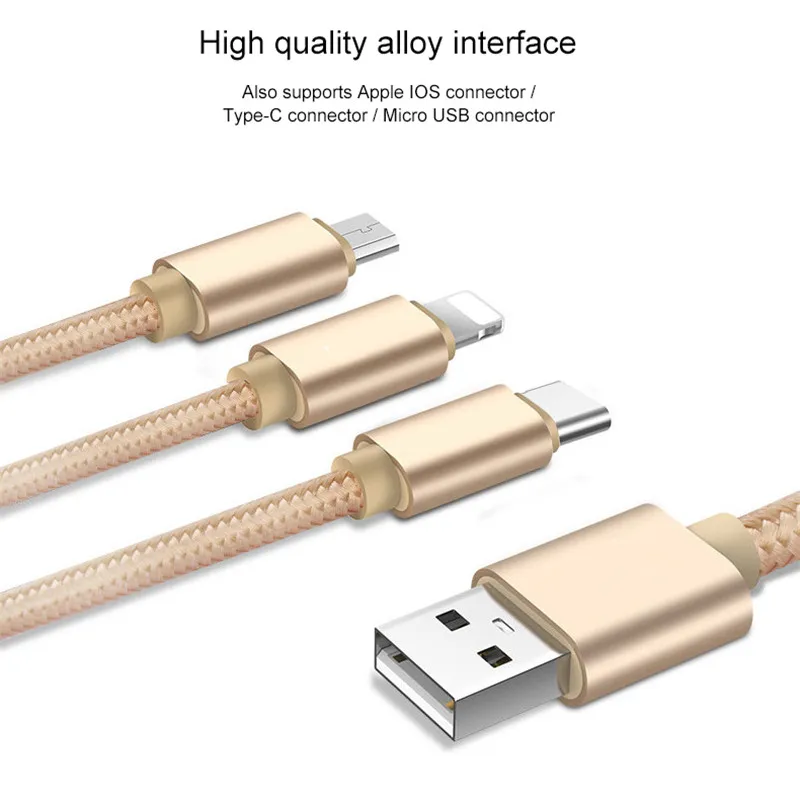 3 в 1 USB кабель Micro USB кабель type C 8 Pin кабель для зарядки мобильного телефона QC 3,0 быстрое автомобильное зарядное устройство для iPhone Xiaomi samsung htc