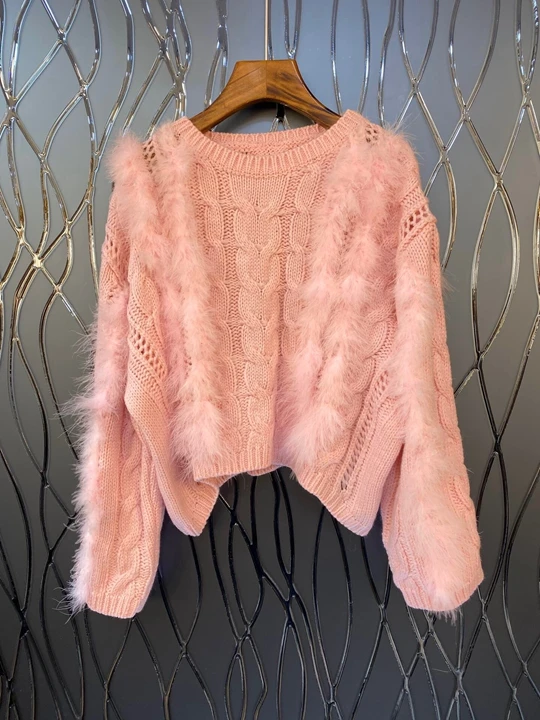 Autumn and winter new women's round neck bat sleeve twist knitting decoration long sleeve loose sweater 1106