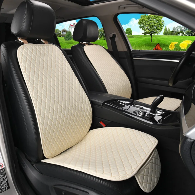 5 Seats Flax Car Seat Cover Protector with Backrest Front Rear Seat Back Waist Washable Cushion Pad Mat for Auto