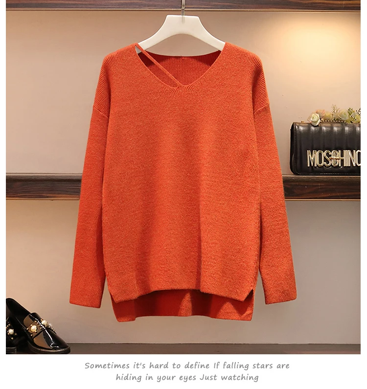 MissLymi XL-5XL Повседневное женский костюм на осень-зиму, новинка, большие размеры, модная, с v-образным вырезом, свитер+ бахромой вязаная юбка из двух Костюм из нескольких предметов