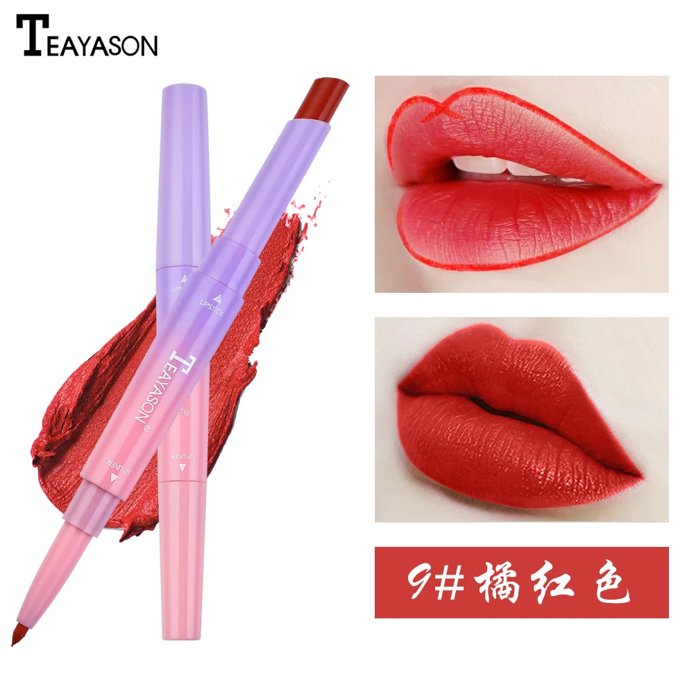 09 Teayason матовая помада с lipliner темно-красный оранжевый телесный цвет водонепроницаемый длинный прочный batom коричневая помада AM099 - Цвет: 09