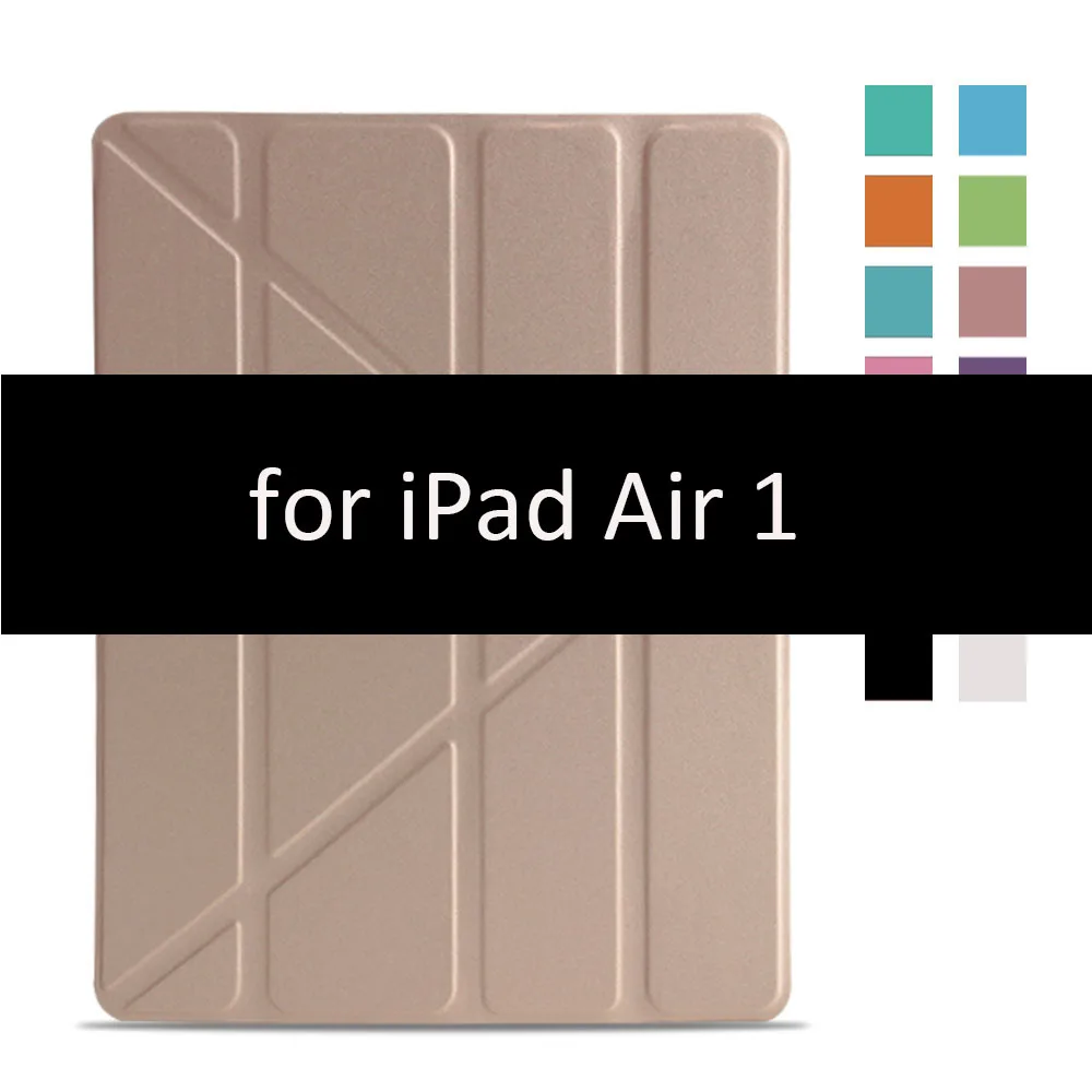 Чехол для iPad Air 2 1, чехол, из искусственной кожи и ультратонкая задняя крышка из поликарбоната, умный чехол, Магнитный чехол для iPad air 2, A1566, A1567, откидная подставка - Цвет: Gold-1