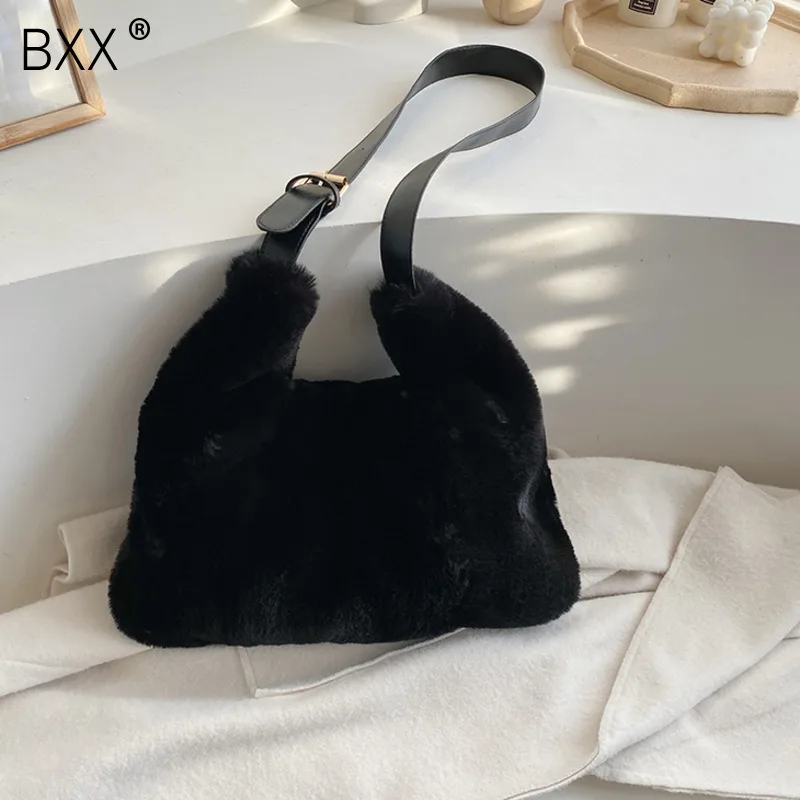 [BXX] женские сумки через плечо из искусственного меха, одноцветные брендовые дизайнерские зимние сумки через плечо, женские Теплые сумки a169