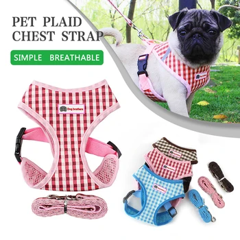 

Pet Dog Chest Strap Leash Set Mesh Breathable Puppy Soft Vest Harness Leads For Small Medium Dogs Out Training Walking Supplies