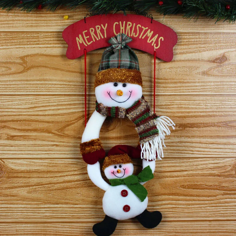 Navidad, Рождественское украшение, Рождественский венок, фланелевый, Рождественский Санта-Клаус, снеговик, висят на двери, Рождественские декоративные принадлежности