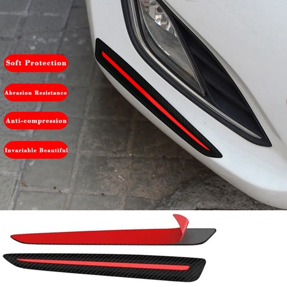 Red 2pcs Car Front Rear Bumper Protector Strips Corner Guard Universal 
