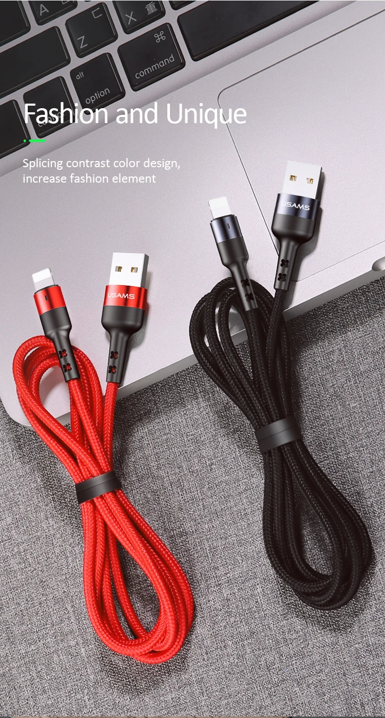 USAMS кабель usb lightning короткий 0,5 м 1 м 2 м Быстрая зарядка для iphone xs max xr 8 7 6s plus 5S 11 ipad pro Быстрая зарядка led