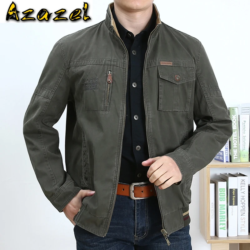 

Spring and Autumn Mens Safari Jacket Cotton Loose Casual Tooling Coat Dad Overcoats Middle-aged Mens Jackets and Coat Brand A662