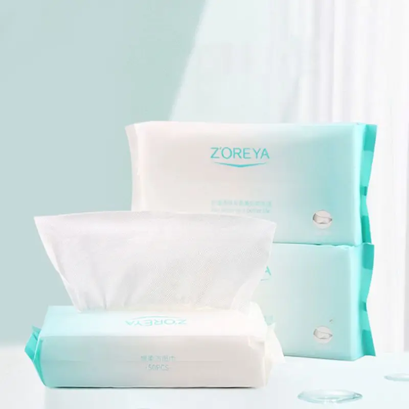 50 Pcs Soft Cotton Disposable Facial Towels Face Eye Makeup Remover Tissue Baby Care Dry Wet Cleansing Pad for Sensitive Skin