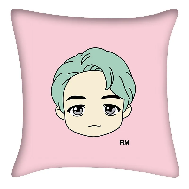 Bangtan boys чехол для подушки с мультяшным принтом Печать Подушка Чехол CottonThrow наволочка для подушки, декоративная диван автомобиля Подушка двухсторонняя подушка