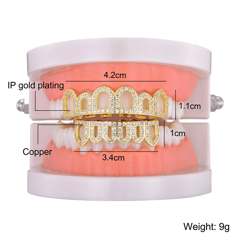 Хип хоп полный микро Pave CZ Клык GRILLZ полый верх и низ GRILLZ Зубы вампира грили набор для мужчин и женщин ювелирные изделия