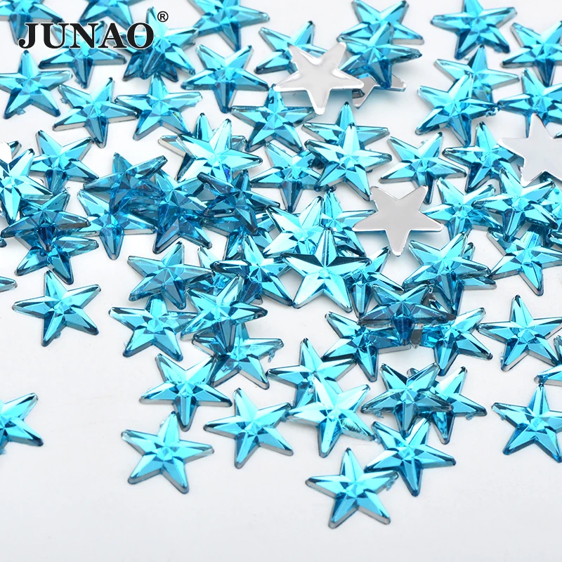 

JUNAO 100pc 10mm Glitter Star Nail Rhinestone Flatback Acrylic Nail Face Crystal Stones Scrapbook Beads Strass Applique