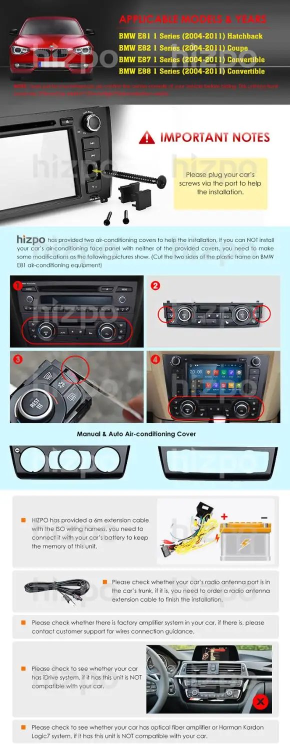 Excellent OBD2 Android 9.0 Quad core car dvd PC player for 1series E81 E82 E87 E88 with Wifi 1024*600 screen BT Radio SWC 2GB RAM 4G LTE 5