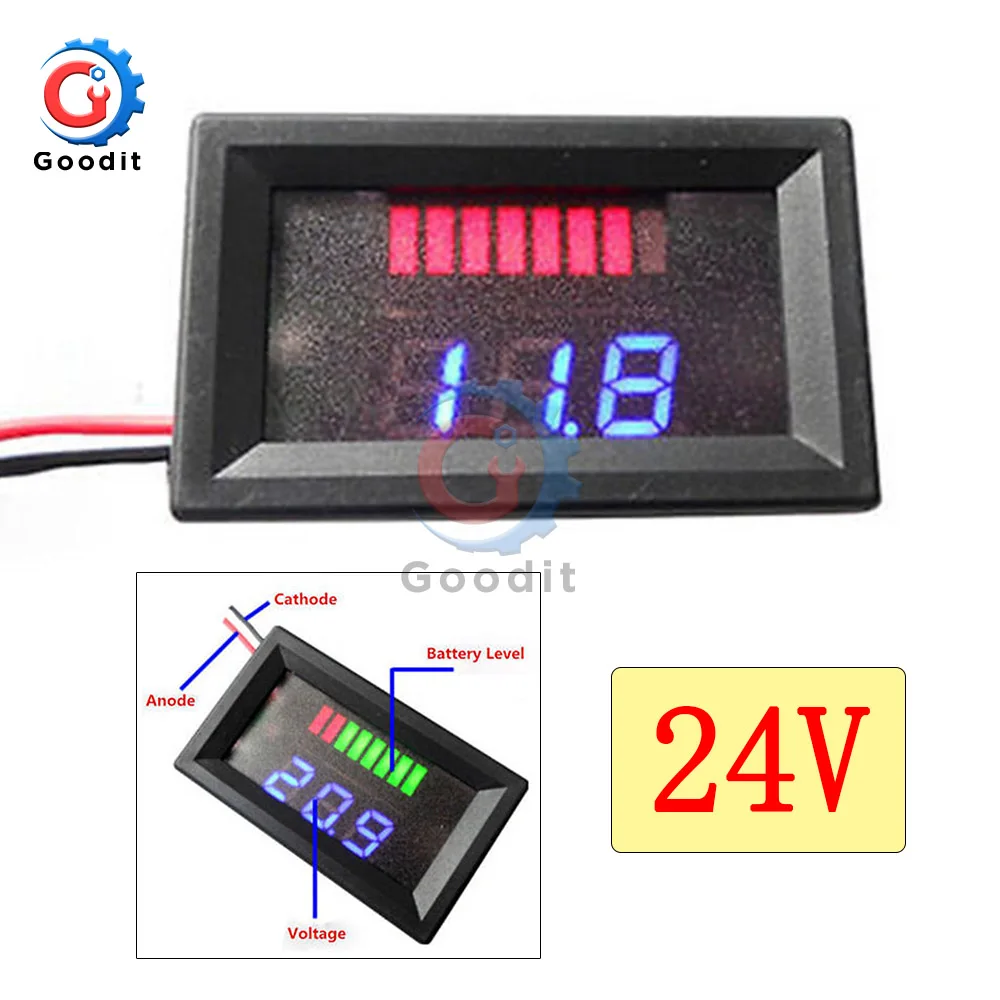 24V Blue 6 в 12 В 24 в 36 в 48 вакуумный индикатор уровня заряда батареи тестер литиевая измеритель емкости аккумулятора светодиодный тестер Вольтметр - Цвет: 24V Blue