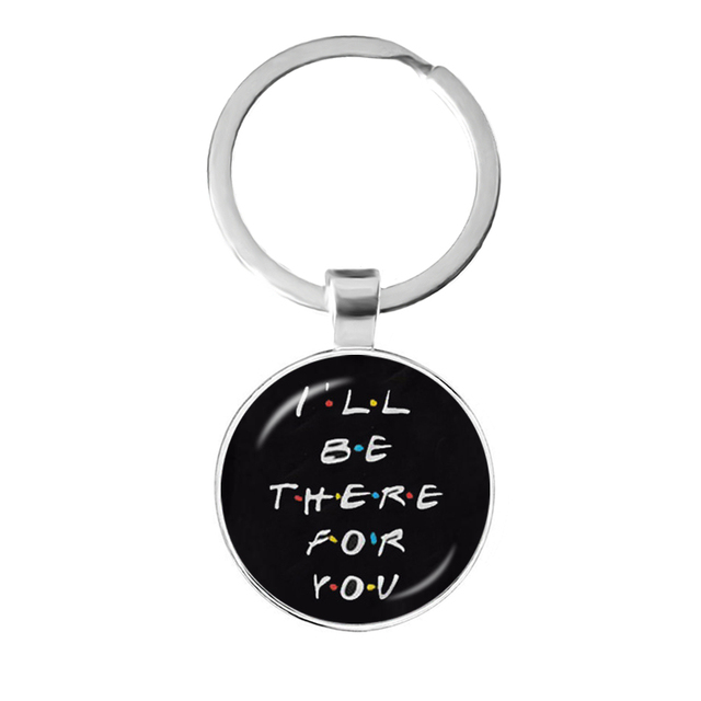 Friends TV Show Pendant Keychain Character Cartoon Fun Pattern 25mm Glass Cabochon Key Ring Keyholder Good Friend Gift