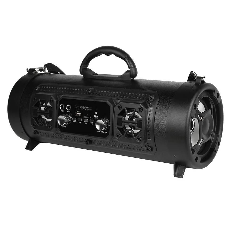 Wireless Bluetooth Speakers 20W Outdoor Loudspeaker Stereo Bass Subwoofer Speakers FM TF AUX IN Music Player LED Dual Microphone - Цвет: Черный