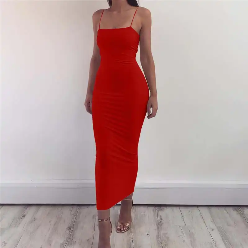 red tight maxi dress