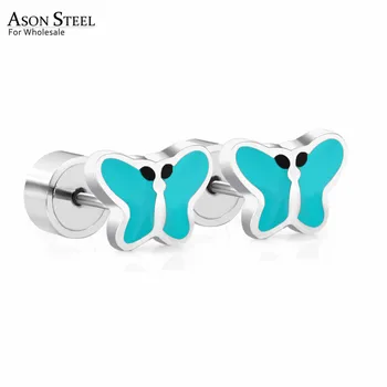 

ASONSTEEL 316L Stainless Steel Silver Color Lovely Butterfly Press Stud Earrings for Women/Girl/Kids Party Gift Fashion Jewelry
