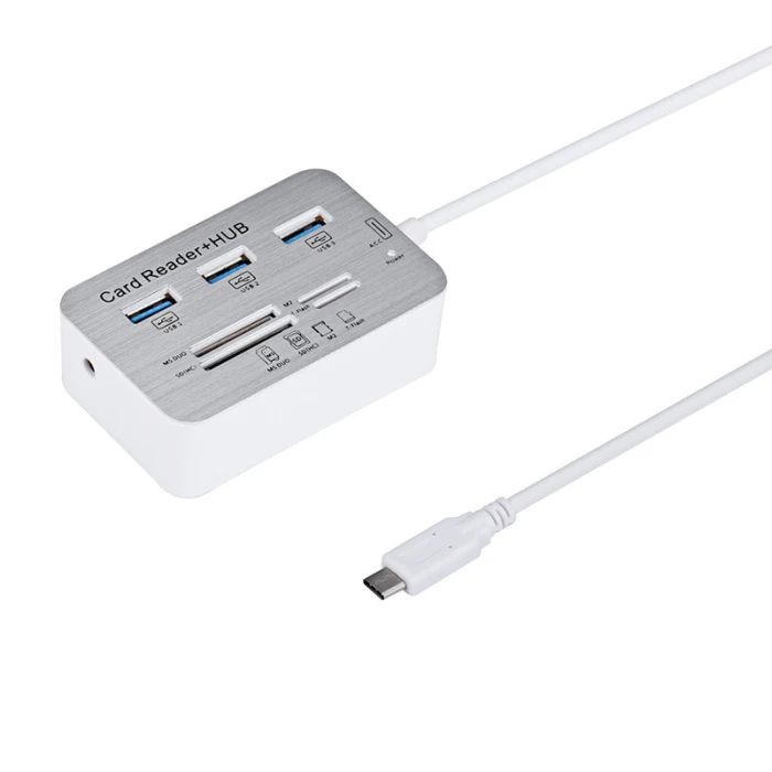 3 порта USB Multi-In-1 концентратор MS SD M2 TF считыватель карт памяти Алюминиевый адаптер VDX99