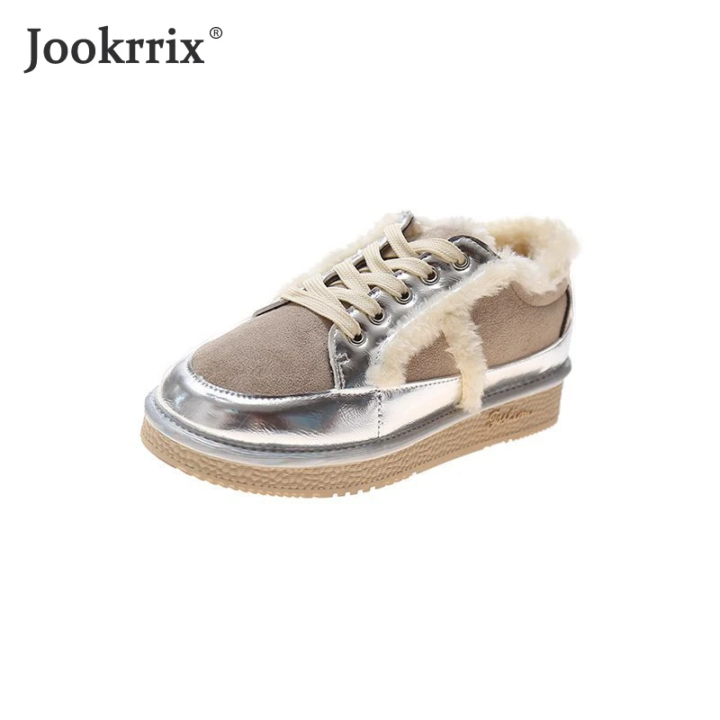 

Jookrrix 2020 Women Casual Sneaker Winter Female Platform Shoes For Women Comfortable Winter Fur Sneakers Lady Warm Shoes ZC2261