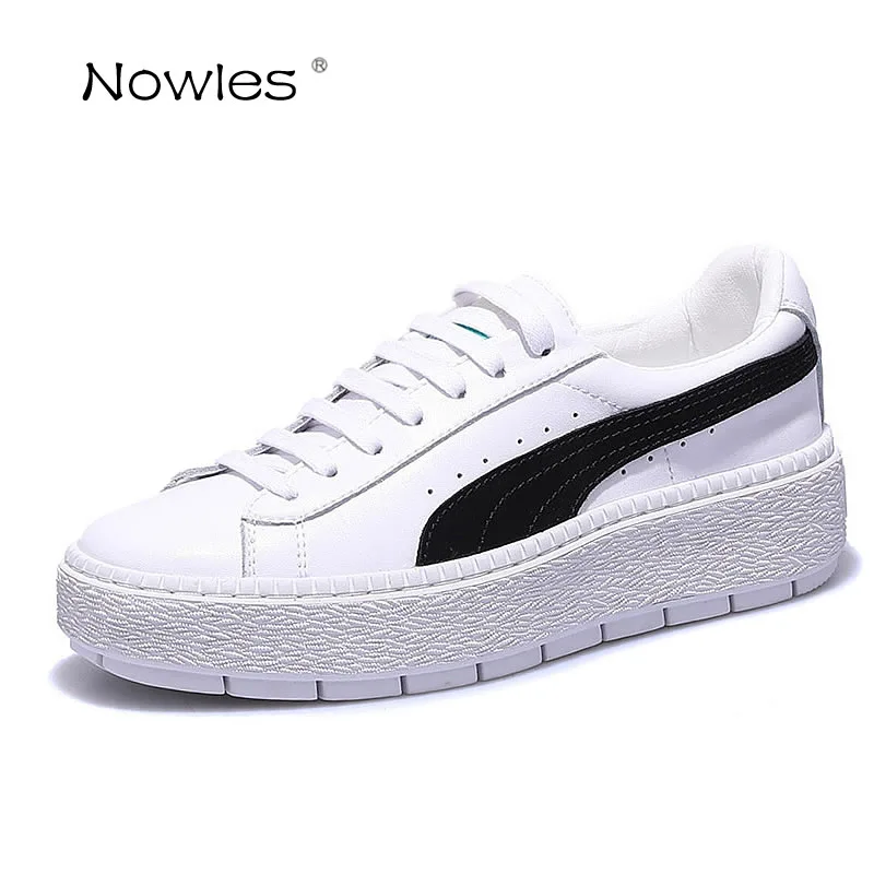 

White Fashion Sneakers Women's Shoes Flats Sports shoes Cowhide Genuine Leather Skate shoes Casual Shoes