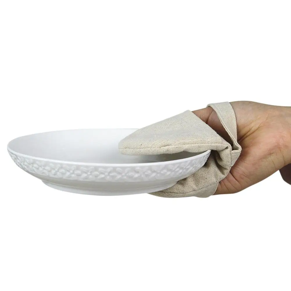 Cotton Oven Mitt Thickened Heat Resistant Gloves Fingertip Oven Microwave Mitt Pot Holder For Handling Hot Kitchen Bakeware Tool