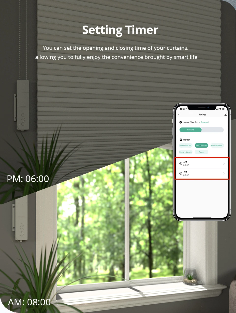 Zemismart Zigbee Roller Shade Driver Work with Tuya Bulit in Battery Blind Motor