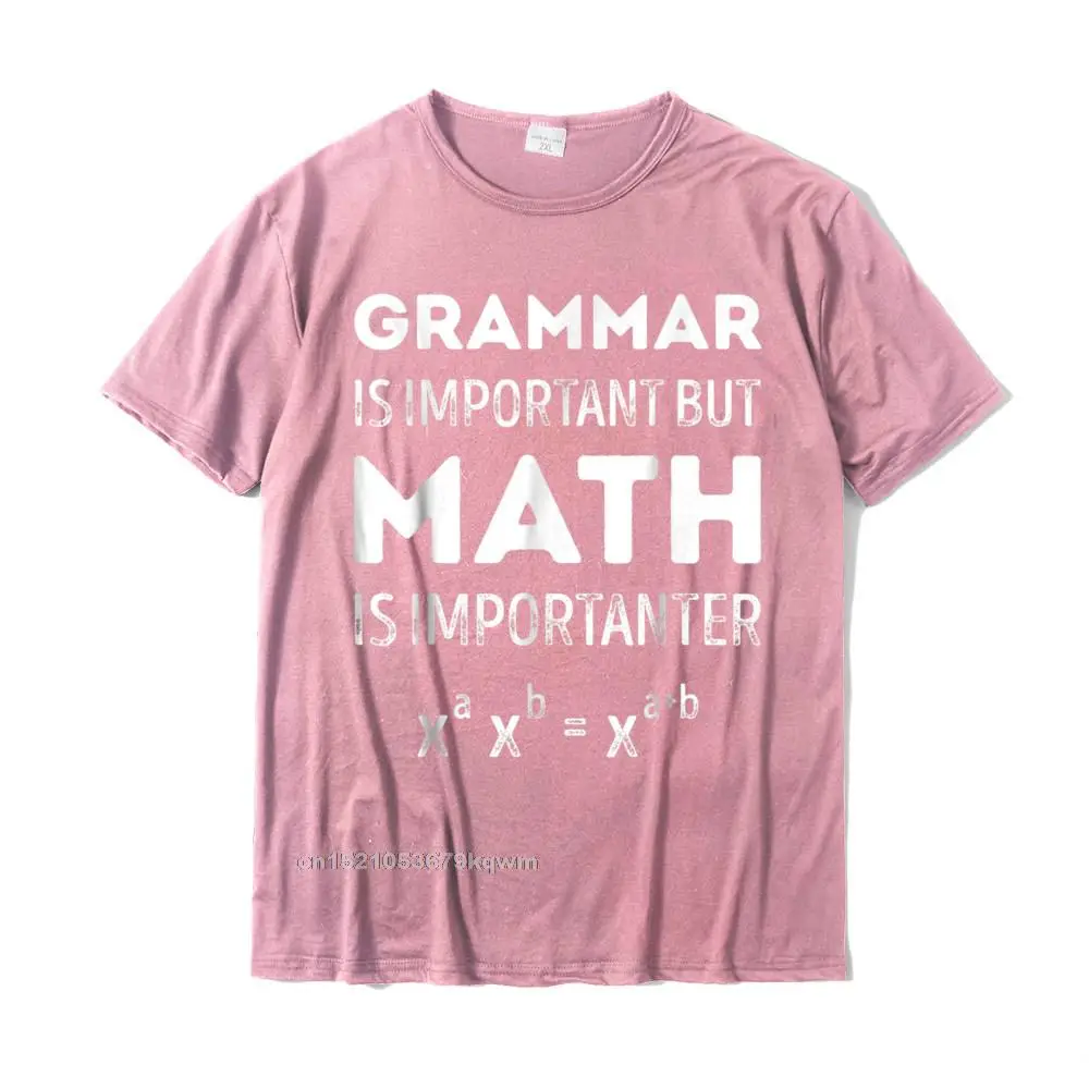 Customized Design Printed On Short Sleeve Summer/Autumn T Shirt 2021 New Round Collar Cotton Tops Shirt Men T-Shirt Grammar Is Important But Math Is Importanter T shirt Math__4145 pink