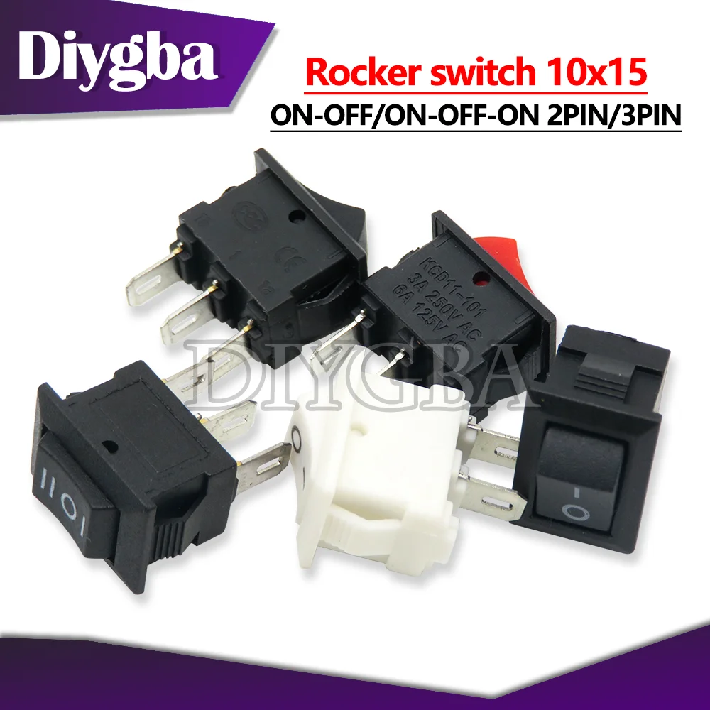 Кнопочный переключатель 10x15 мм 2Pin 3A 250V KCD11 10 шт. кнопочный * 15 черный красный и