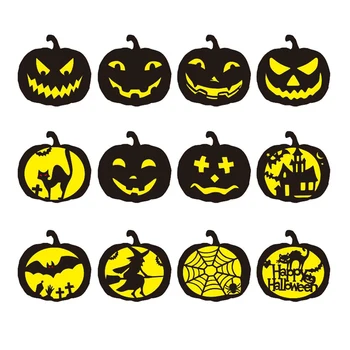 

12pcs Creative Pumpkin Pattern Template Ruler Happy Halloween for Diary Notebook Scrapbooking DIY Drawing Template Stencils