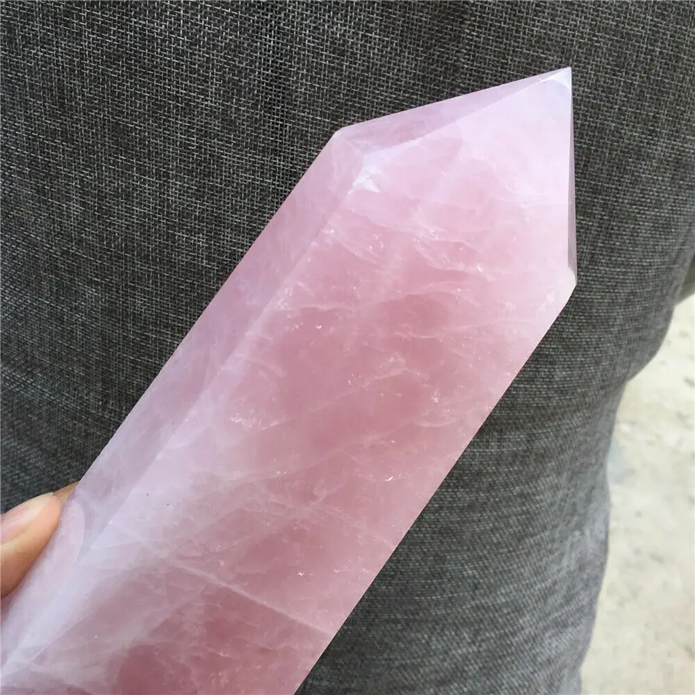 Natural Pink Rose Quartz Crystal Obelisk Wand Point Healing 3