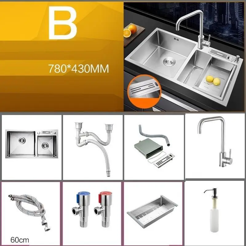 Version L Cucina Acero Inoxidable портативный Tarjas Para Evier Inox кухонный Fregadero De Cocina Lavabo Cuba Pia Cozinha мойка для овощей - Цвет: Version L