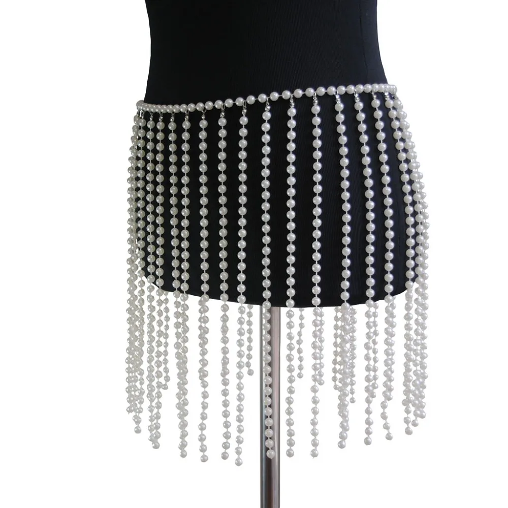 Летняя Сексуальная женская пляжная жемчужная Прозрачная Юбка с цепочкой для живота, пляжная одежда, купальный костюм с высокой талией, пляжный Сарафан