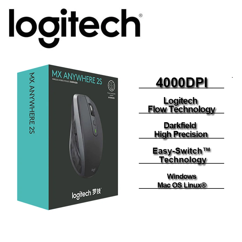 Logitech Wireless Mouse MX Anywhere 2S with 4000DPI Logitech Options  Logitech Flow Unifying Receiver for Windows Mac Linux - AliExpress