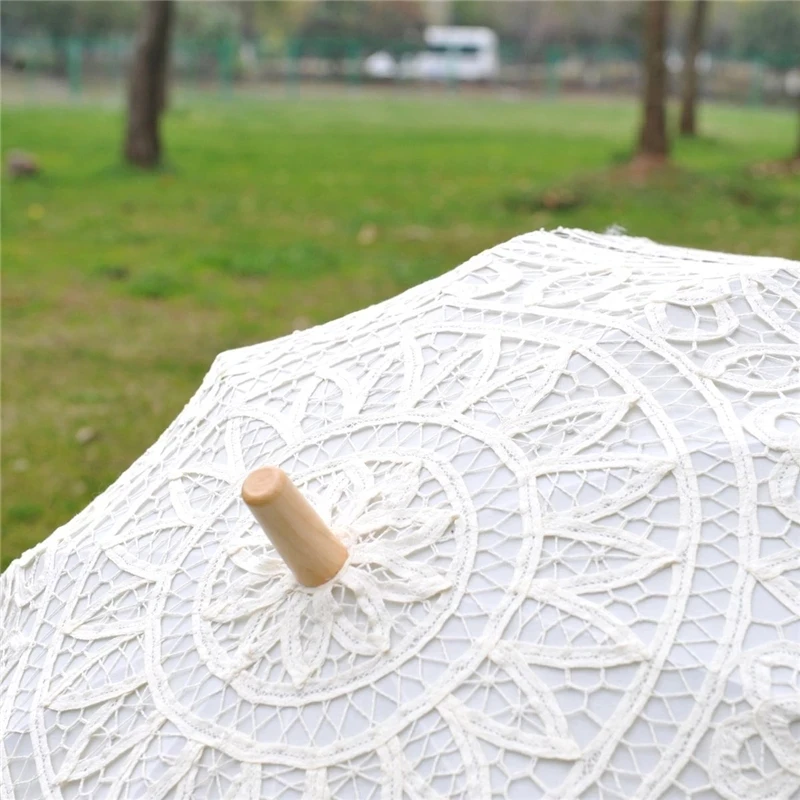 Bride Wedding Umbrella Handmade Embroidery Lace Parasol White Umbrella Scene Layout Interior Decoration