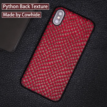 

Cowhide Phone Case For iPhone 7 8 X Xr Case Snake Back Texture Cover For iPhone 6 6s 7p Xs max Case