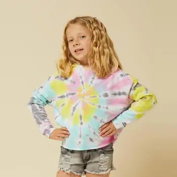 

Tie Dyed Print Hoodies for Girls Long Sleeve Hoodie Sweatshirt Pullover Tops