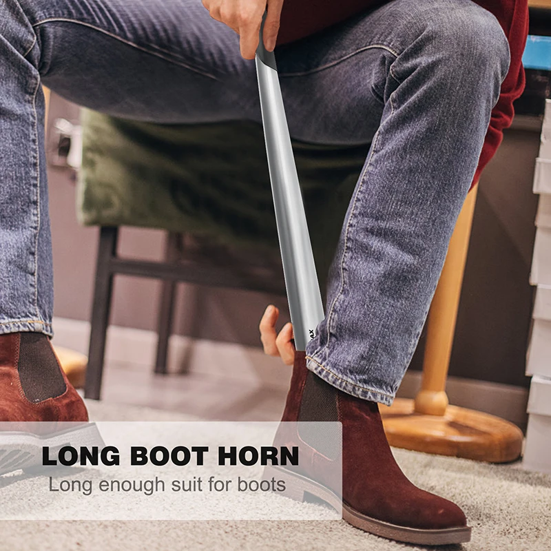 ZOMAKE Set of 2 Long Handled Shoe Horn Stainless Steel Shoehorn for