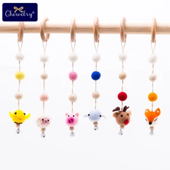 

Baby Teether DIY Wool Felt Ball Beech Wooden Ring Bed Bell Rattle Handmade Cute Pig for Kids Sewing Toys Chick Wool Felting Doll