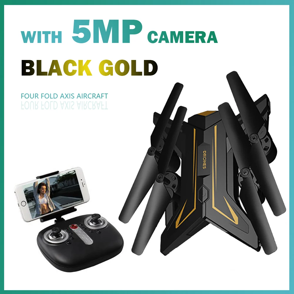 KY601Mini Дрон с камерой HD складные дроны один ключ возврат в реальном времени wifi FPV Квадрокоптер Следуйте за мной RC вертолет Дрон подарок - Цвет: 5MP gold