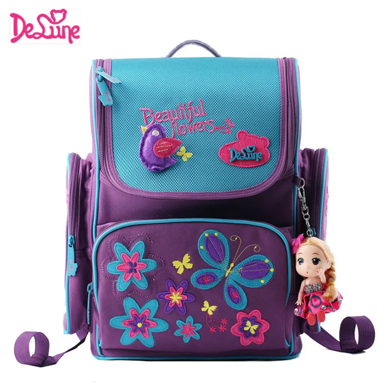 Delune Детские высококачественные Мультяшные школьные сумки для мальчиков и девочек, креативные детские ортопедические дорожные сумки, школьный рюкзак, сумка - Цвет: 1-003delune