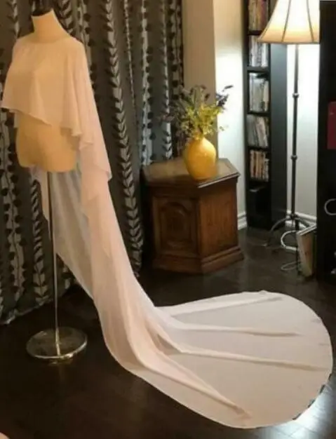 

Chiffon Wedding Bridal Cloak White Ivory Simple Cloak Womens Wedding Jacket Long Dress Cloak Shawl