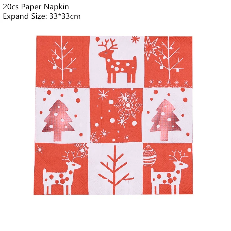 20pcs napkink10 20 шт Рождественская салфетка Navidad Санта Клаус Снежинка из бумаги салфетка рождественские украшения для дома Рождественская скатерть Декор Navidad - Цвет: 20pcs napkink10